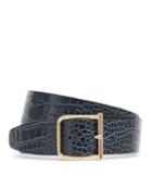 Reiss Otis Croc - Wide Leather Belt In Blue, Womens, Size Xs