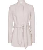 Reiss Felton - Womens Collarless Belted Jacket In Grey, Size 4