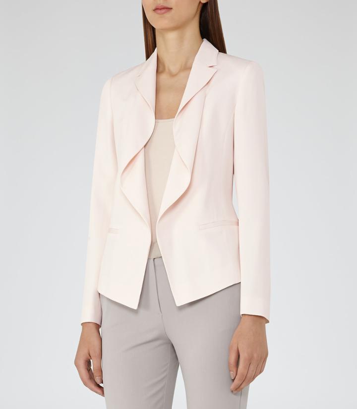 Reiss Sienna - Womens Drape-front Jacket In Ballet Pink, Size 6