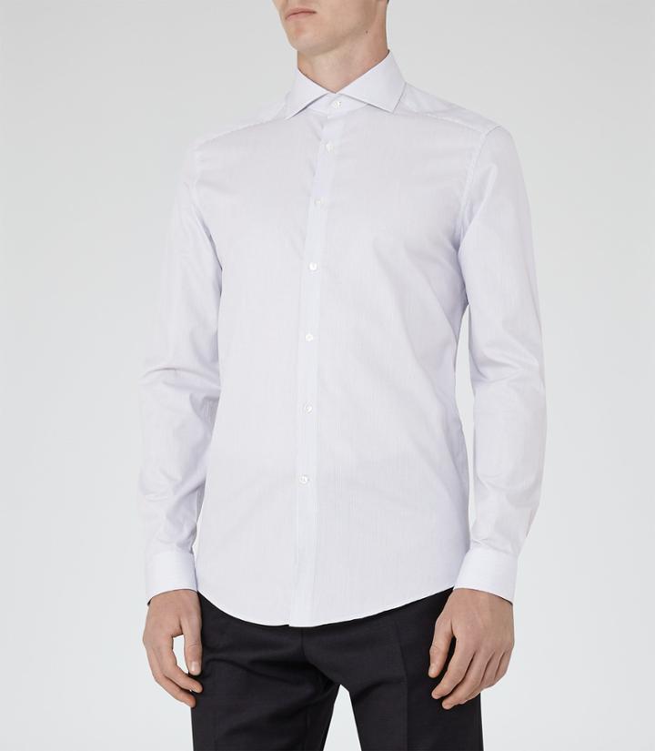 Reiss Twist - Mens Slim-fit Stripe Shirt In Blue, Size L