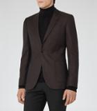 Reiss Brickel - Mens Slim Wool Blazer In Brown, Size 38