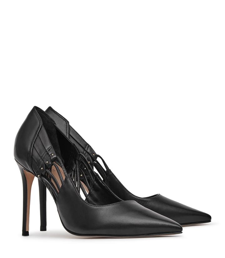 Reiss Honor - Strap-detail Court Shoes In Black, Womens, Size 6