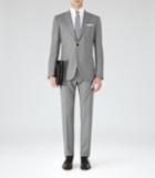 Reiss Samuel - Mens Peak Lapel Wool Suit In Grey, Size 36