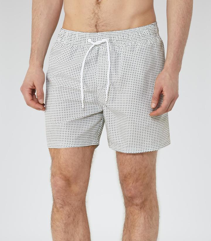 Reiss Armando - Mens Patterned Swim Shorts In Green, Size Xs