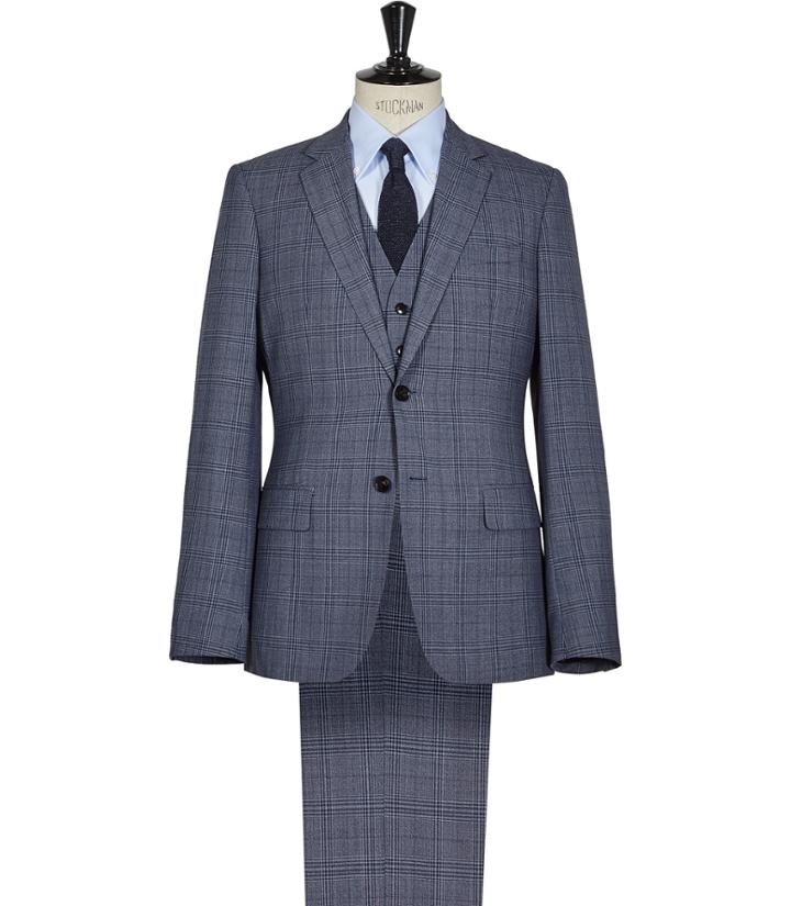 Reiss Alaric - Mens Checked Three Piece Suit In Blue, Size 38