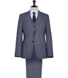 Reiss Alaric - Mens Checked Three Piece Suit In Blue, Size 38