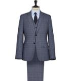 Reiss Alaric - Mens Checked Three Piece Suit In Blue, Size 38
