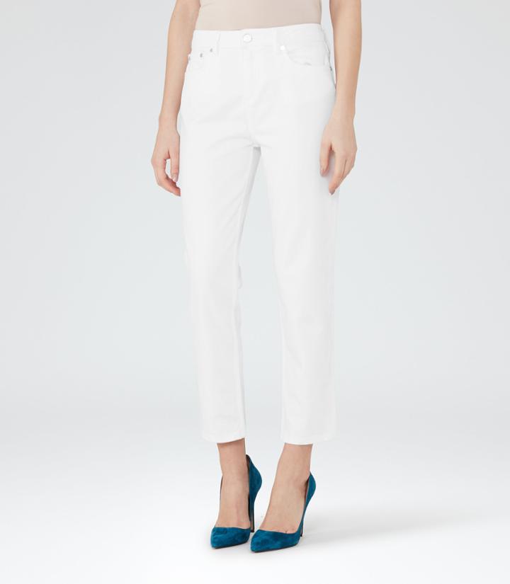 Reiss Raven White - Womens Straight-leg Cropped Jeans In White, Size 24