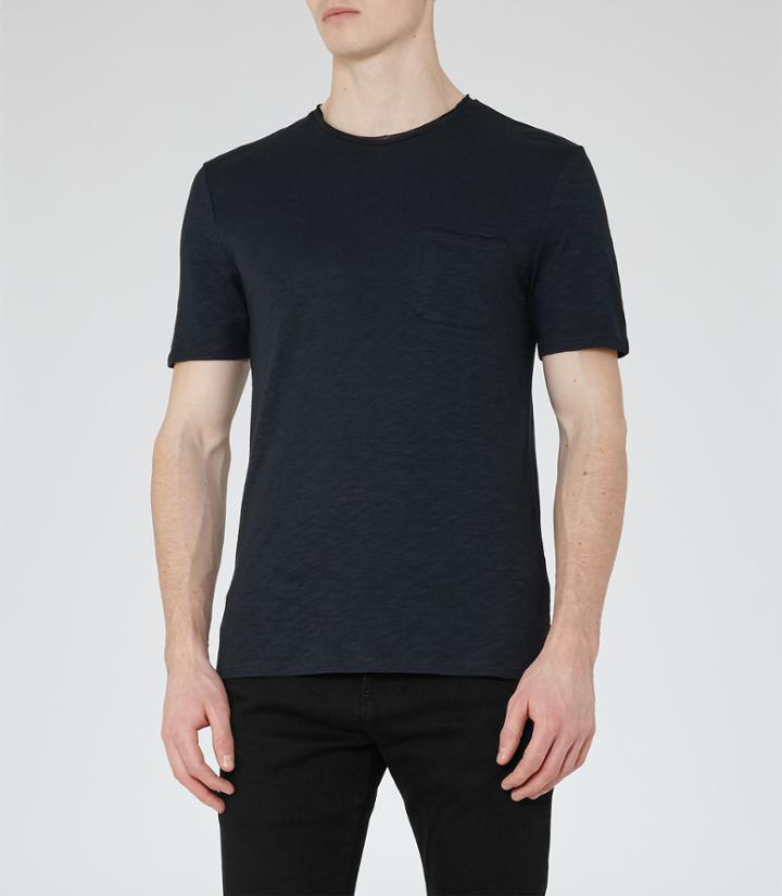 Reiss Jester - Mens Slub Crew-neck T-shirt In Blue, Size Xs