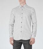 Reiss Lorenzo - Mens Houndstooth Check Shirt In White, Size Xs