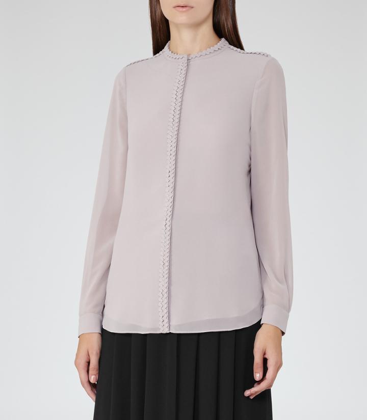 Reiss Balas - Womens Texture-detail Blouse In Pink, Size 6
