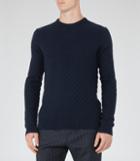 Reiss Prima - Mens Check Weave Jumper In Blue, Size S