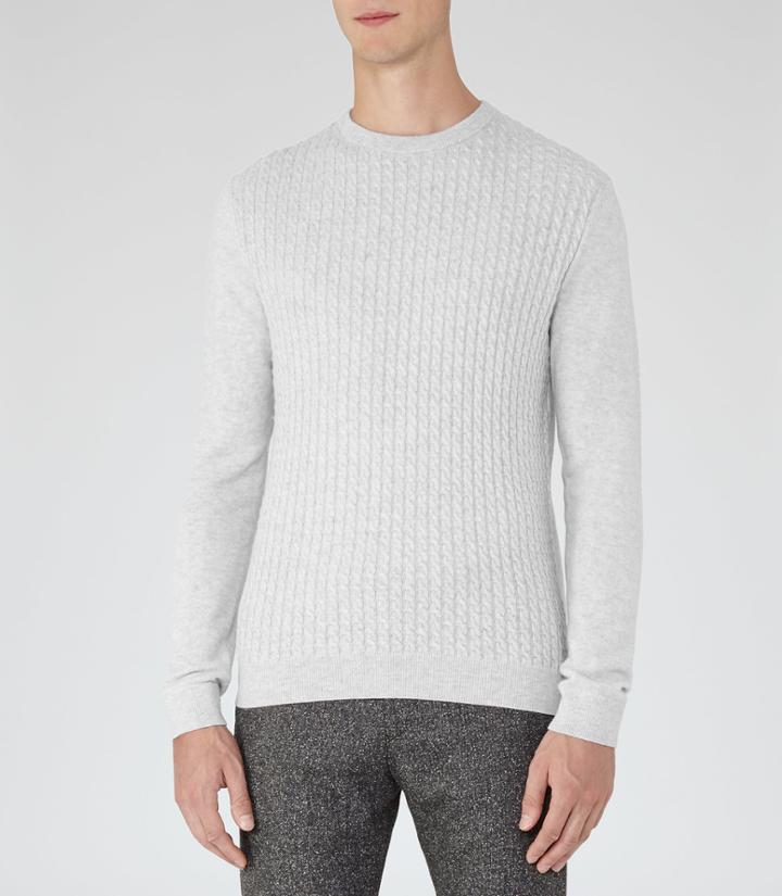 Reiss Hugo - Mens Cable-knit Jumper In Grey, Size S