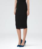 Reiss Sabrina - Plisse Midi Skirt In Black, Womens, Size 0