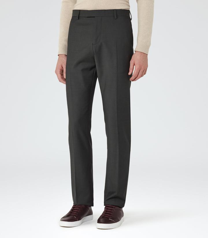 Reiss Penoma T - Mens Slim-fit Textured Trousers In Green, Size 28