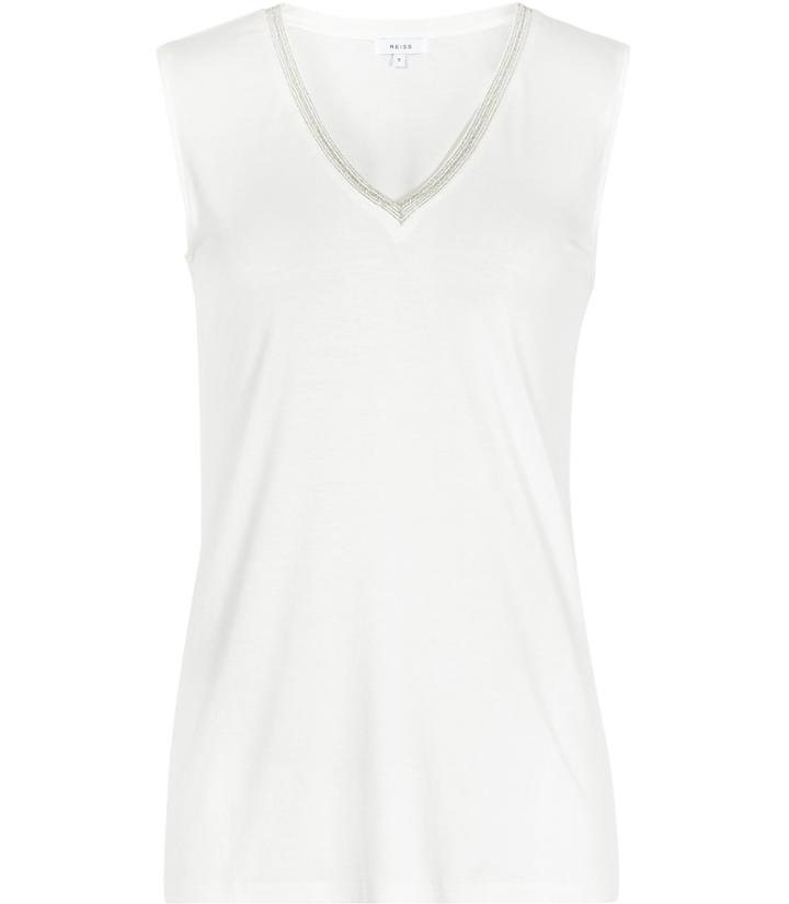 Reiss Faye - Womens Embellished Tank Top In White, Size Xs