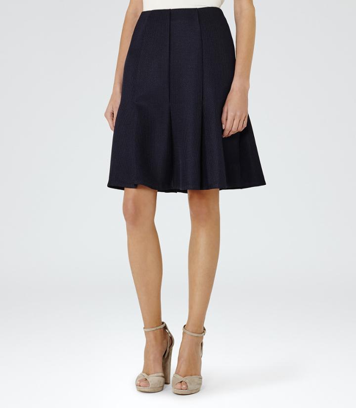 Reiss Harmony - Box-pleat Skirt In Blue, Womens, Size 0