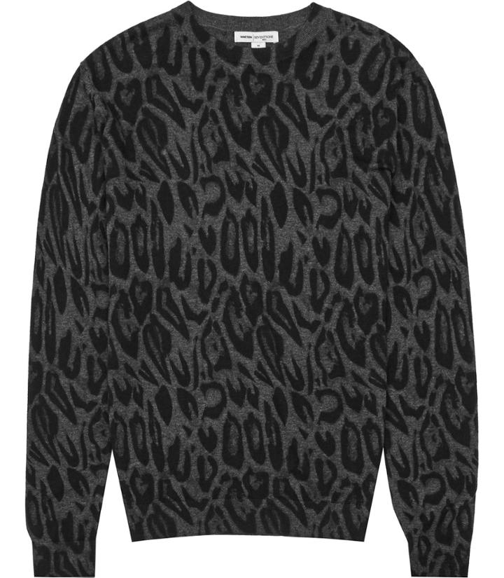 Reiss Leo - Mens Animal Print Jumper In Grey, Size Xs