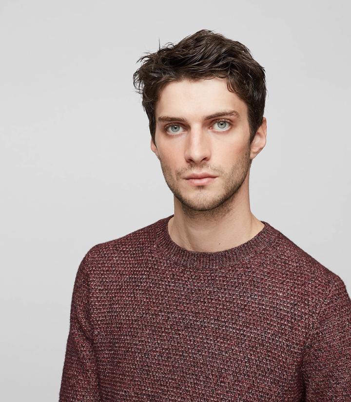 Reiss Hexan - Textured Crew-neck Jumper In Red, Mens, Size Xs
