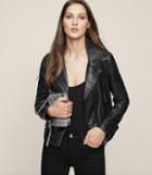 Reiss Ally - Leather Biker Jacket In Black, Womens, Size 2