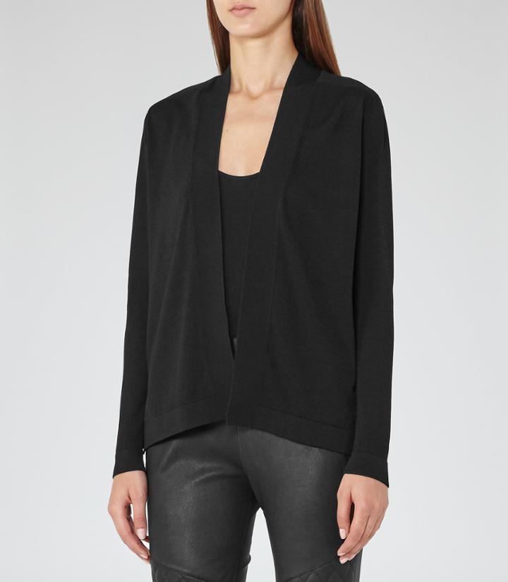 Reiss Lexa - Womens Open-front Cardigan In Black, Size S