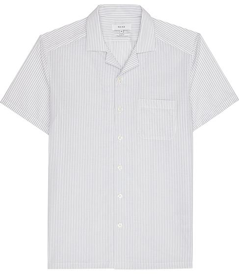 Reiss Scarlet Stripe Cuban Collar Shirt