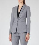 Reiss Nicola Jacket - Checked Single-breasted Blazer In Blue, Womens, Size 0