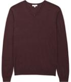 Reiss Emporer - Mens Merino V-neck Jumper In Purple, Size Xs