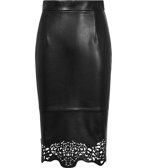 Reiss Hiro Cut-away Leather Skirt