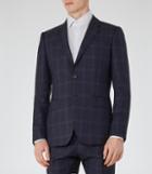 Reiss Bullard B - Mens Tonal Check Blazer In Blue, Size 36