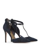 Reiss Cary Suede - Womens T-bar Shoes In Blue, Size 4