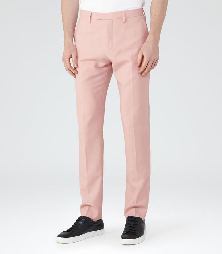 Reiss Ringo T - Slim Wool Trousers In Pink, Mens, Size 28