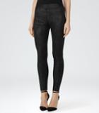 Reiss Freya - Womens Stretch Leather Leggings In Black, Size 6