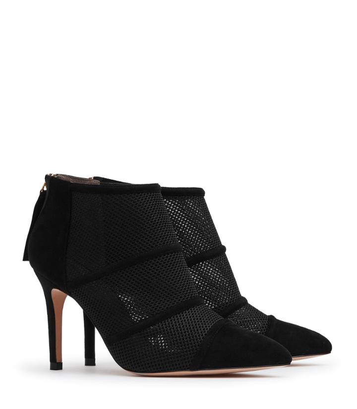 Reiss Devon - Womens Mesh-panel Boots In Black, Size 4