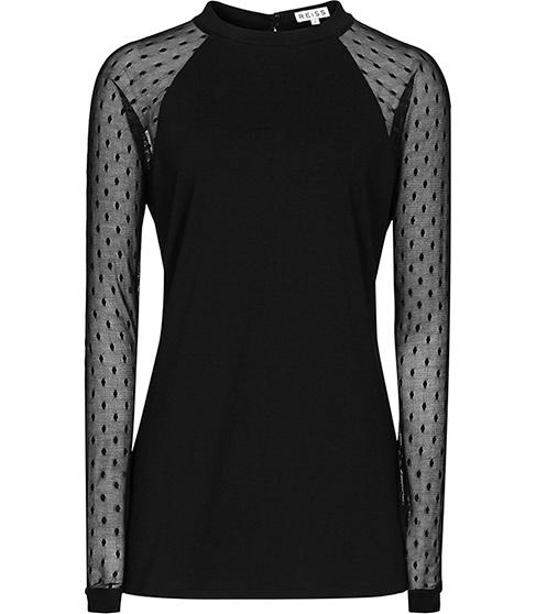 Reiss Zeta Sheer-sleeve Top