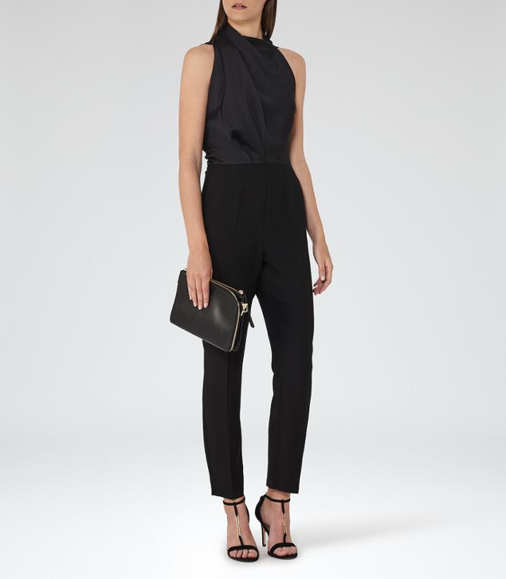 Reiss Kita - Lace-back Jumpsuit In Black, Womens, Size 0