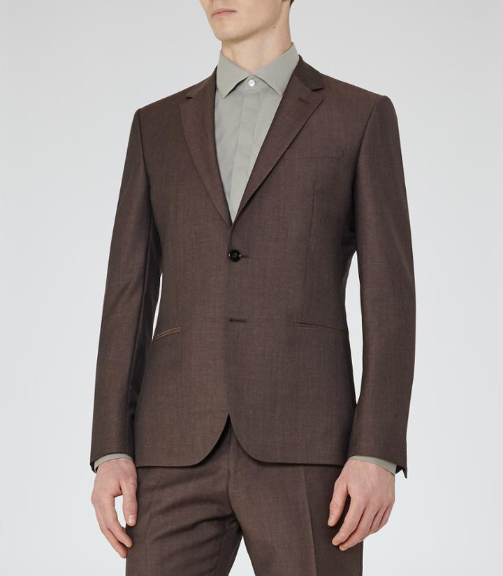 Reiss Hollidge B - Single-breasted Wool Blazer In Brown, Mens, Size 38