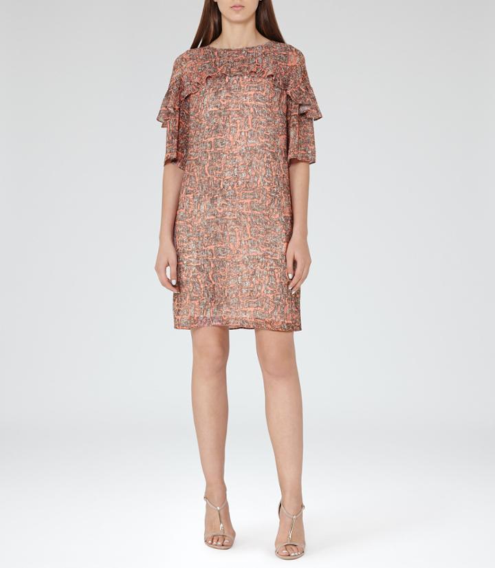Reiss Roxanne - Womens Printed Dress In Blue, Size 6