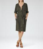 Reiss Margot - Collarless Shirt Dress In Brown, Womens, Size 0