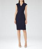 Reiss Indi Dress - Womens Textured Tailored Dress In Blue, Size 8
