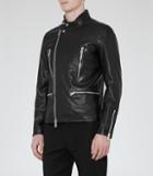 Reiss Rod - Mens Leather Biker Jacket In Black, Size Xs