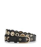 Reiss Della - Eyelet-detail Leather Belt In Black, Womens, Size Xs
