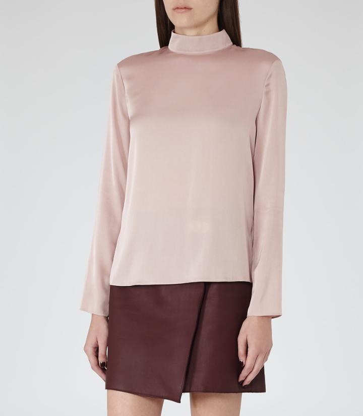 Reiss Lilah - Womens Button-back Blouse In Red, Size 14