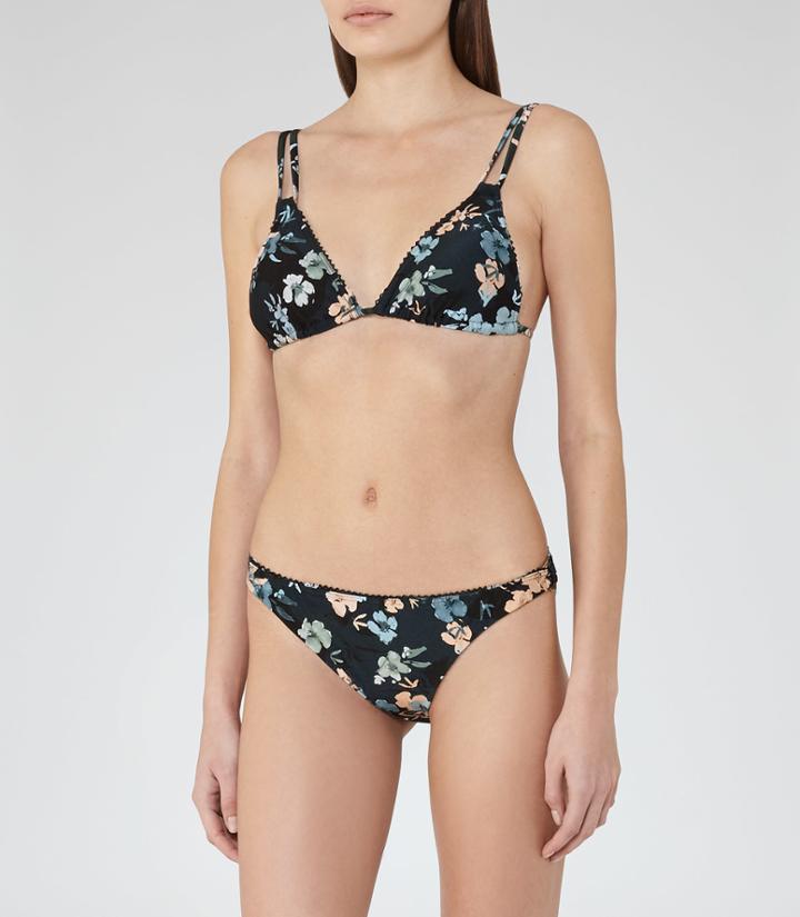 Reiss Annalise Print T - Womens Printed Triangle Bikini Top In White, Size Xs