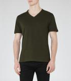 Reiss Dayton - V-neck T-shirt In Green, Mens, Size S