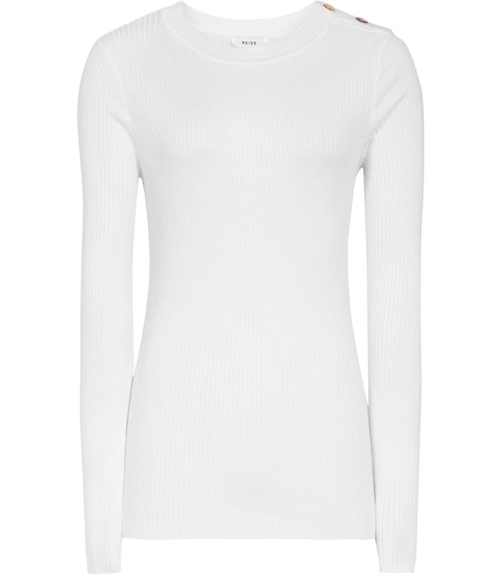 Reiss Megana - Womens Button-detail Jumper In White, Size Xs