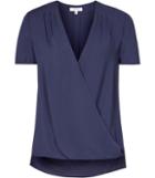 Reiss Bella - Womens Plisse-detail Wrap Top In Blue, Size 4