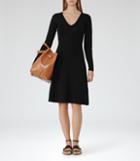 Reiss Emelia - Knitted Fit And Flare Dress In Black, Womens, Size 0