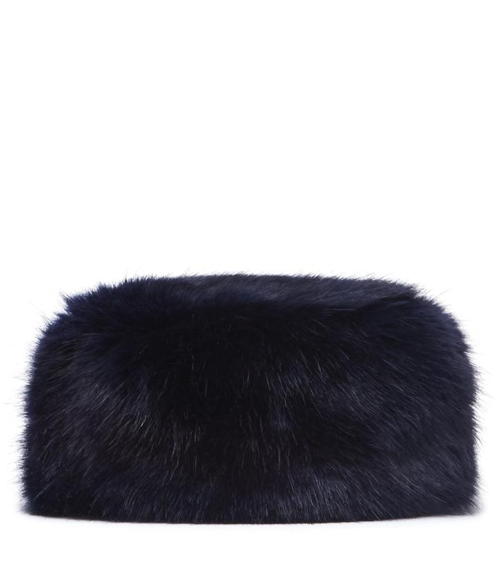 Reiss Elm - Womens Faux Fur Hat In Blue, Size One Size