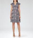 Reiss Angelika - Womens Printed Day Dress In Grey, Size 6